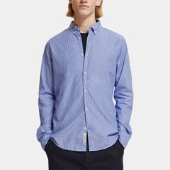 Essential Poplin Striped Button Up Shirt - Slim Fit