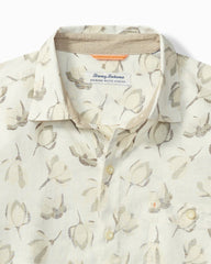 Barbados Breeze Magnolia Blooms Stretch Linen Shirt