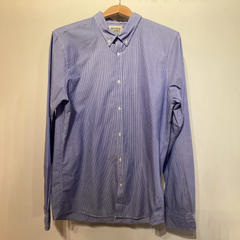 Essential Poplin Striped Button Up Shirt - Slim Fit