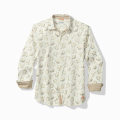 Barbados Breeze Magnolia Blooms Stretch Linen Shirt